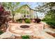 Backyard with beautiful landscaping, fire pit and patio furniture at 1210 Snowberry Ln, Broomfield, CO 80020