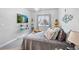 Bright bedroom with a cozy bed, decorative pillows, and a modern glass side table perfect for relaxing at 2144 Rosette Ln, Castle Rock, CO 80104