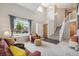 Bright living room featuring tall ceilings, large windows, and a staircase to the second floor at 13439 Antlers St, Broomfield, CO 80020