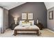 Comfortable main bedroom with a neutral color palette and a sloped ceiling at 9917 Grove Way # A, Westminster, CO 80031