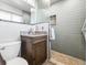 Bathroom with walk-in shower and granite vanity at 5510 W 103Rd Ave, Westminster, CO 80020