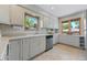 Functional kitchen featuring ample white cabinetry and bright windows offering natural light at 3245 S High St, Englewood, CO 80113