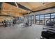 Modern fitness center with Life Fitness equipment and large windows at 624 Simmental Loop, Castle Rock, CO 80104