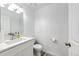 Clean and well-lit half bathroom featuring a modern sink, toilet, and neutral decor, ideal for guests at 3679 S Zeno Way, Aurora, CO 80013
