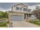 Attractive two-story home featuring a brick front, gray siding, and well-manicured landscaping at 26072 E Fremont Pl, Aurora, CO 80016