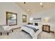 Cozy bedroom with vaulted ceiling, neutral decor, and large windows for natural light at 383 S Franklin St, Denver, CO 80209