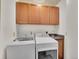 Cozy laundry area with cabinetry, sink and modern washer and dryer at 383 S Franklin St, Denver, CO 80209