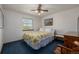 Bright bedroom with blue carpet and a traditional bedspread, offering a cozy feel at 4555 E 121St Ct, Thornton, CO 80241