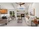 Comfortable living room with vaulted ceilings, a fireplace, and natural light from large windows at 2330 Sandpiper Dr, Lafayette, CO 80026