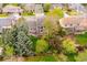 A high aerial view of the home that features a large manicured yard and beautiful deck at 7954 S Franklin Ct, Centennial, CO 80122