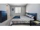 Cozy bedroom featuring neutral walls, carpet, and a comfortable bed with ample natural light from the window at 4128 Castle Vista Ln, Castle Rock, CO 80104