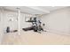 Finished basement features exercise equipment and mirror perfect for a home gym at 9294 Melborne Ct, Parker, CO 80134