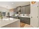 Modern kitchen with stainless steel appliances, gray cabinetry and a spacious center island at 1762 Granger Cir, Castle Rock, CO 80109