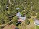 Aerial view of a house nestled among lush, mature trees, showcasing privacy and natural beauty at 1570 Blakcomb Ct, Evergreen, CO 80439