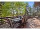 Inviting outdoor dining area on the deck, surrounded by mature trees and offering a peaceful retreat at 1570 Blakcomb Ct, Evergreen, CO 80439