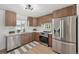 Modern kitchen featuring stainless steel appliances, stylish cabinetry, and a bright window at 169 Yates St, Denver, CO 80219