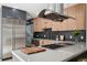 Modern kitchen featuring stainless steel appliances, an island, and stylish cabinetry at 512 Cook St, Denver, CO 80206