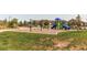 Community playground with swings and a play structure surrounded by green grass at 21302 E Radcliff Pl, Aurora, CO 80015