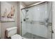 This bathroom features a walk in shower at 360 Basilwood Way, Highlands Ranch, CO 80126