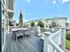 Enjoy outdoor dining on the deck with views of the neighborhood homes in this lovely backyard at 17955 E 107Th Pl, Commerce City, CO 80022