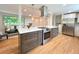 Stylish kitchen island with modern appliances, ample counter space, and open living area at 8426 W Woodard Dr, Lakewood, CO 80227