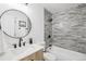 Modern bathroom with tiled shower and stylish vanity at 19954 E Dartmouth Ave, Aurora, CO 80013