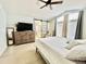 Bright bedroom featuring a TV, large dresser and stylish decor at 12566 Dexter St, Thornton, CO 80241
