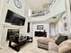 Open living space features fireplace, staircase, and lots of natural light at 12566 Dexter St, Thornton, CO 80241