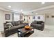This spacious basement living area includes comfortable seating, warm lighting, and a cozy entertainment space at 6776 Salvia Ct, Arvada, CO 80007