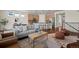 Open-concept living area with hardwood floors, comfortable seating, and a stylish decor at 836 Sundance Ln, Erie, CO 80516