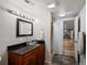 Bathroom featuring a glass vessel sink and tiled shower at 5884 S Hanover Way, Greenwood Village, CO 80111