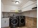Functional laundry room featuring modern washer/dryer, sink and ample storage at 5884 S Hanover Way, Greenwood Village, CO 80111