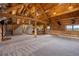 Spacious living room showcasing high ceilings, exposed beams, log walls, and a cozy, rustic atmosphere at 5351 Tall Horse Trl, Sedalia, CO 80135