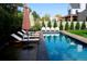 Backyard pool with multiple lounge chairs, greenery, and clear blue water on a sunny day at 35 S Forest St, Denver, CO 80246