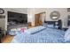 Cozy bedroom featuring a large bed, a TV, and an ensuite bathroom entrance at 15149 E Princeton Pl # B, Aurora, CO 80014