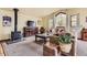 Bright living room with large windows, a wood stove, and comfortable seating at 4 Virginia St, Idaho Springs, CO 80452