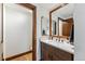 Bathroom with a single sink, granite countertop, and tile floor at 405 Village Rd # 405, Breckenridge, CO 80424