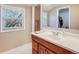 Bathroom boasts a vanity with storage and a mirror with a light fixture at 6708 S Niagara Ct, Centennial, CO 80112
