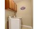 Functional laundry room with cabinetry and modern appliances for efficient laundry care at 8727 Hunters Hill Ln, Littleton, CO 80125