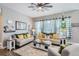 Bright living room with large windows, cozy sofas, and a charming farmhouse-style coffee table at 405 Buckskin Rd, Berthoud, CO 80513