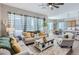 Comfortable living room featuring lots of natural light, neutral decor, and a view of the kitchen and dining area at 405 Buckskin Rd, Berthoud, CO 80513