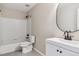 Bathroom with updated vanity and oval mirror at 1820 Cooper Ct, Castle Rock, CO 80109