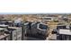 Aerial view of the property with river access, modern exterior and convenient attached garages at 5026 S Platte River Pkwy, Littleton, CO 80123