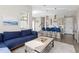Inviting living space with modern furniture, stylish barstools, and open kitchen area at 5026 S Platte River Pkwy, Littleton, CO 80123