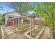 Backyard featuring a charming garden with raised beds and a shed at 4965 Dover St, Arvada, CO 80002