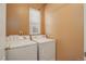 Laundry room equipped with standard top-load washer and dryer units at 10505 Wheeling St, Commerce City, CO 80022