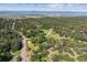 An aerial view of a neighborhood with lush trees, winding roads and mountain views at 5073 N Lariat Dr, Castle Rock, CO 80108