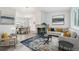 Bright living room showcasing a fireplace, modern furnishings, and a seamless transition to the dining area at 3932 S Pagosa St, Aurora, CO 80013