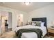 Inviting bedroom features comfortable furnishings, warm decor, and ensuite bathroom at 65 Avocet Ct, Longmont, CO 80501