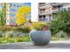 Landscaped courtyard with a large decorative planter and lush greenery at a multi-Gathering property at 4801 E 9Th Ave # 209S, Denver, CO 80220